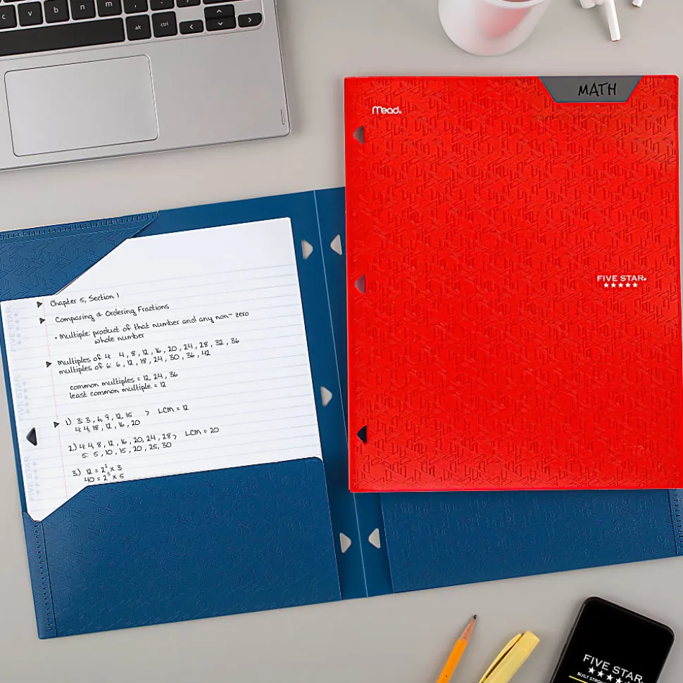 Five Star® 2-Pocket Stay-Put Plastic Folder, Fire Red