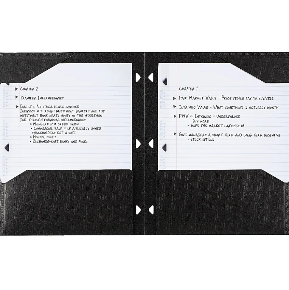 Five Star® 2-Pocket Stay-Put Plastic Folder, Black