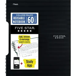 Five Star® Reusable Notebook Plus Study App, College Ruled, 8 1/2