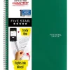 Five Star® Spiral Notebook Plus Study App, 1 Subject, College Ruled, 8 1/2" x 11", Retro Green