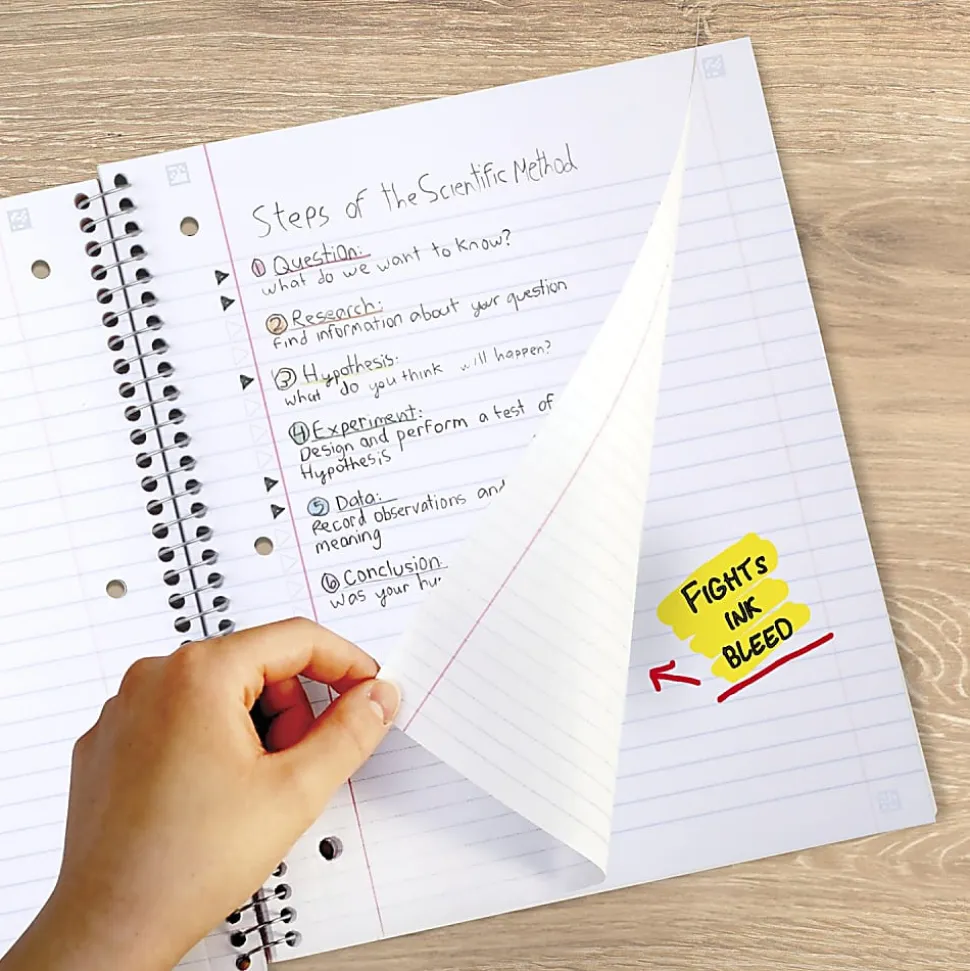 Five Star® Spiral Notebook Plus Study App, 5 Subject, Wide Ruled, 8" x 10 1/2", Sky Blue