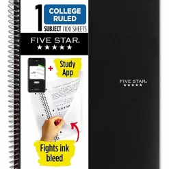 Five Star® Wirebound Notebook Plus Study App, 1 Subject, College Ruled
