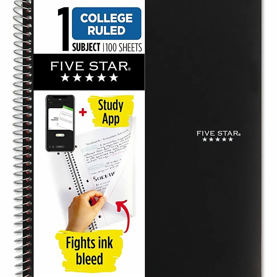 Five Star® Wirebound Notebook Plus Study App, 1 Subject, College Ruled