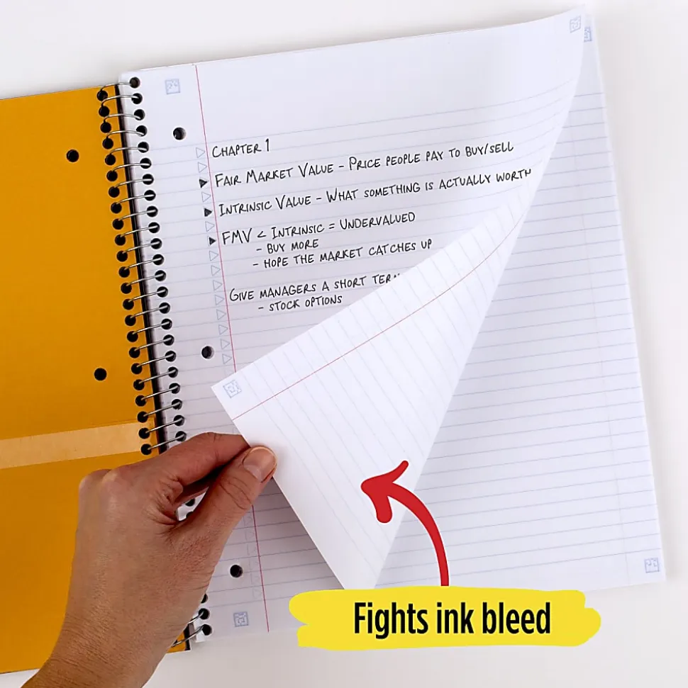 Five Star® Wirebound Notebook Plus Study App, 3 Subject, College Ruled, 8 1/2" x 11", Fire Red