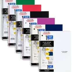 Five Star Wirebound Notebook Plus Study App, 1 Subject, College Ruled, 8 1/2" x 11", 100 Sheets, Assorted Colors