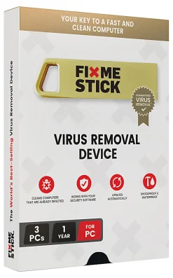 FixMeStick® Virus Removal, For 3 Devices, 1-Year Subscription, USB Flash Drive