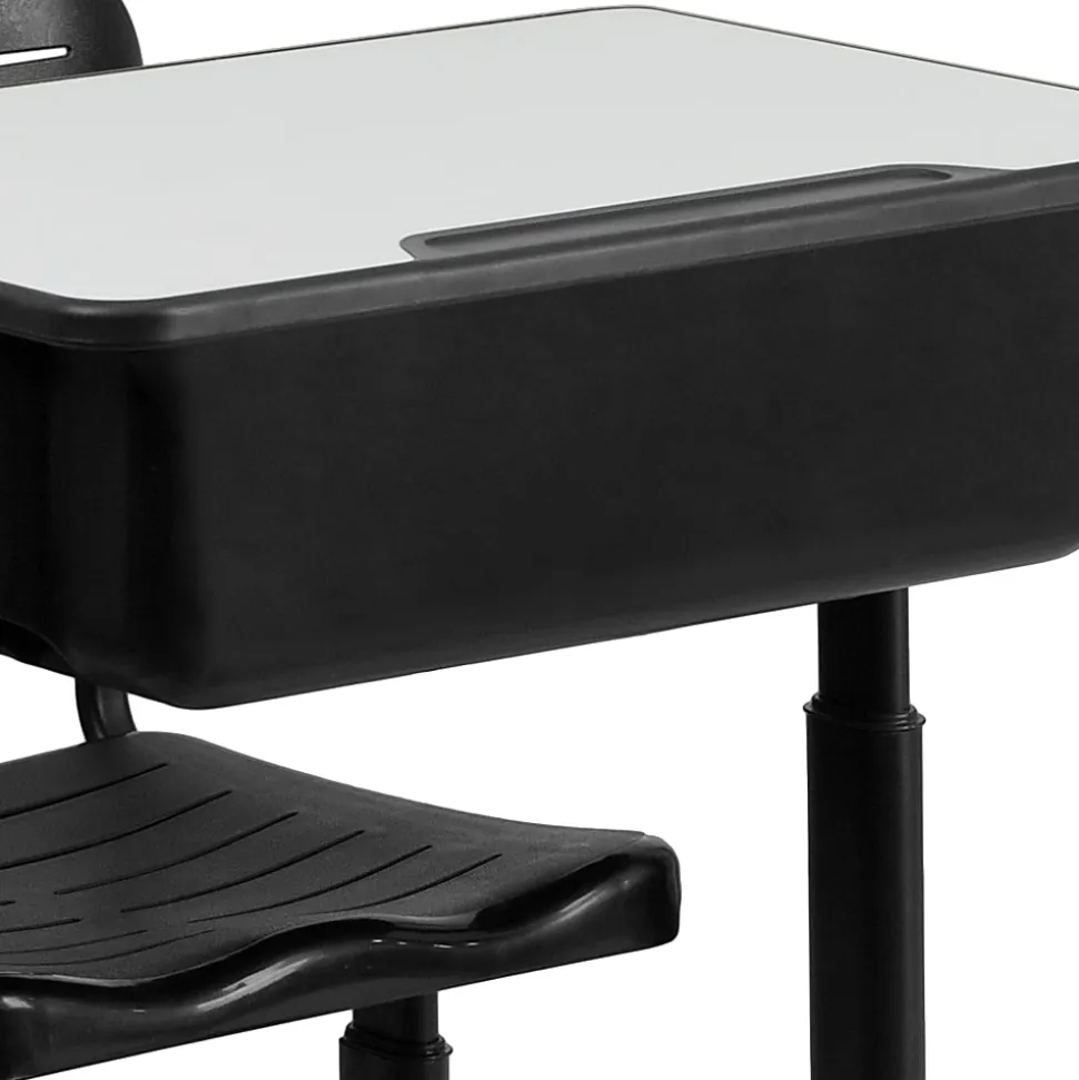 Flash Furniture Adjustable Pedestal Frame Student Desk And Chair, Gray