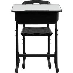 Flash Furniture Adjustable Pedestal Frame Student Desk And Chair, Gray