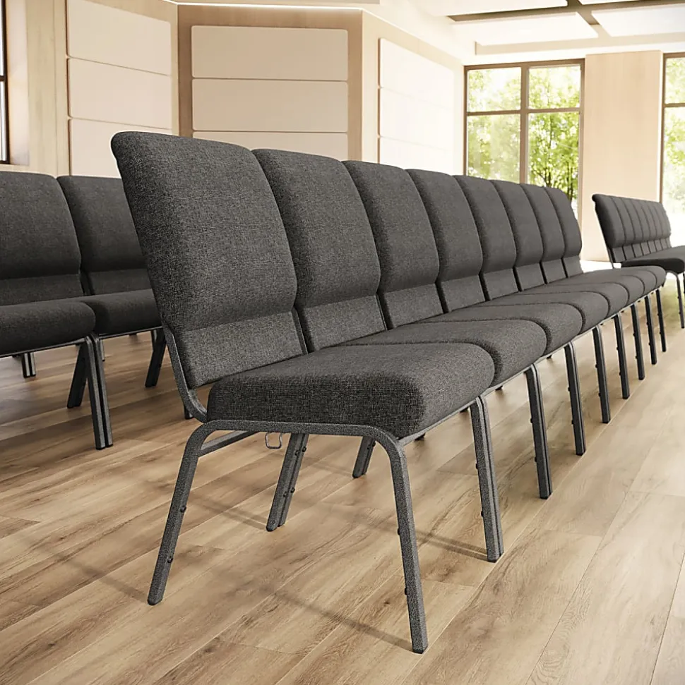 Flash Furniture Advantage Church Chair, Charcoal Gray/Silver Vein, PCHT111