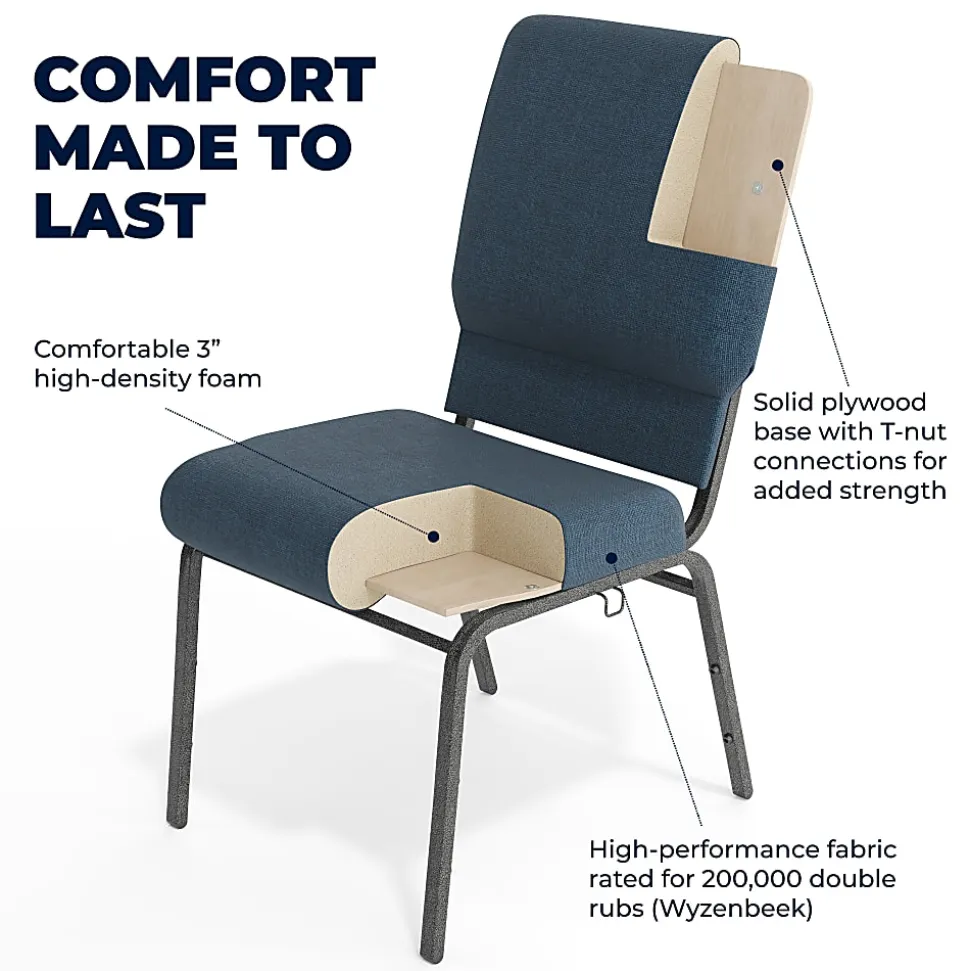 Flash Furniture Advantage Church Chair, Navy/Silver Vein
