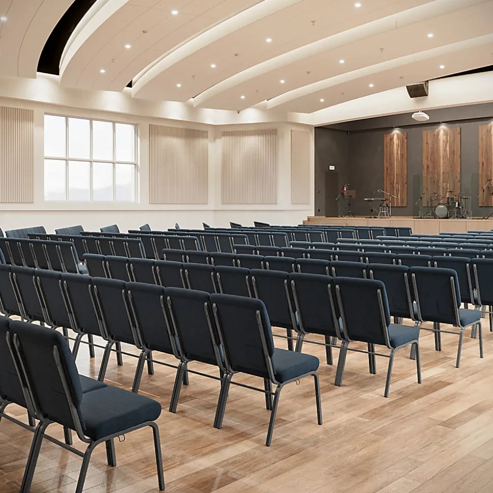 Flash Furniture Advantage Church Chair, Navy/Silver Vein