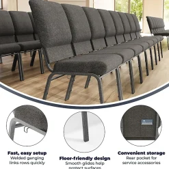 Flash Furniture Advantage Church Chair, Navy/Silver Vein