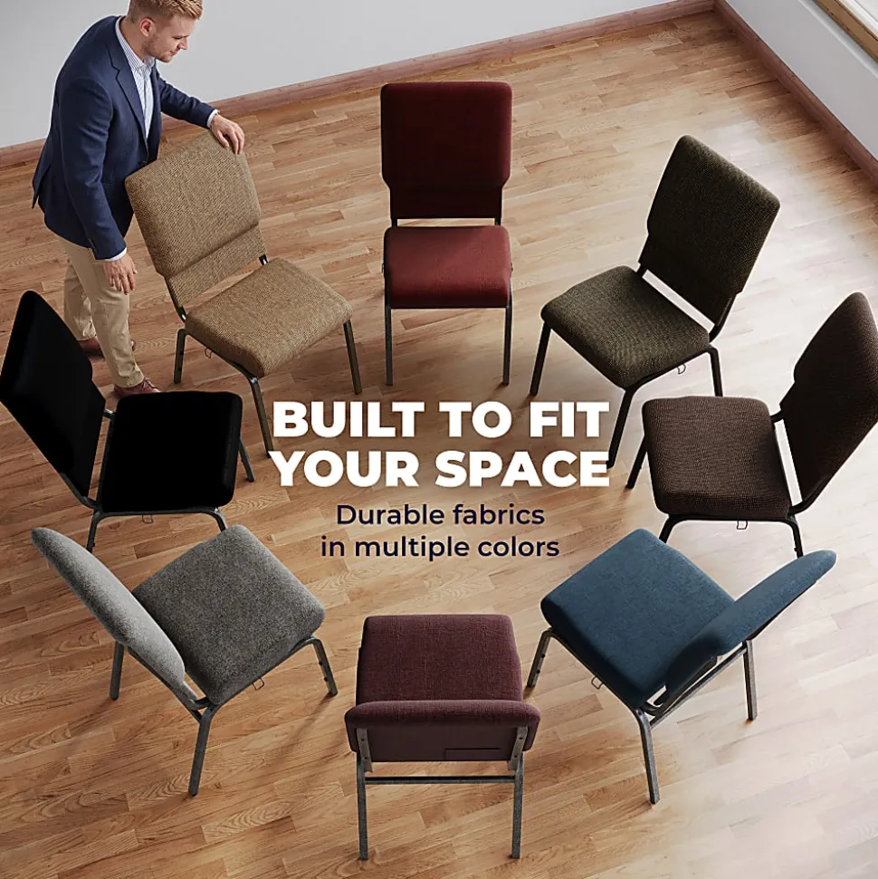 Flash Furniture Advantage Church Chair, Navy/Silver Vein