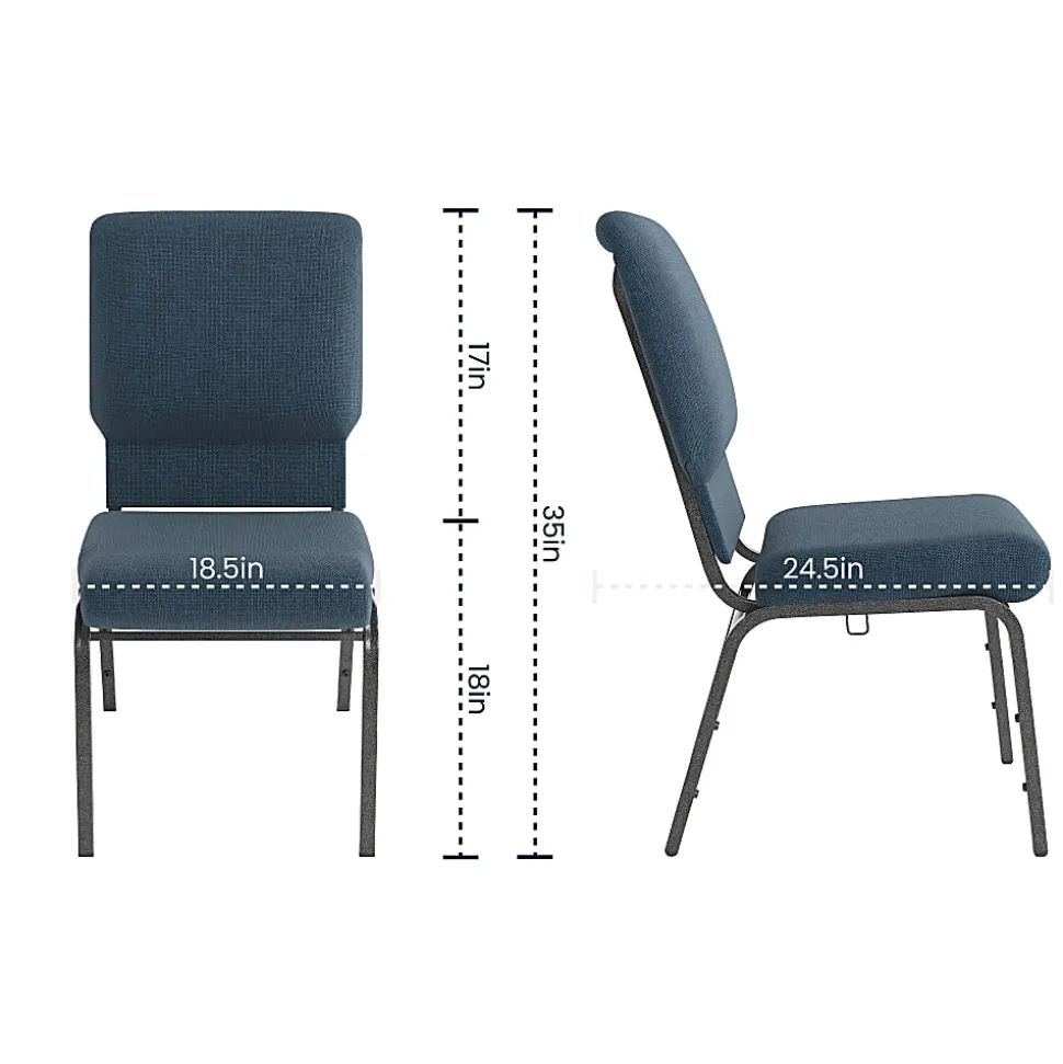 Flash Furniture Advantage Church Chair, Navy/Silver Vein