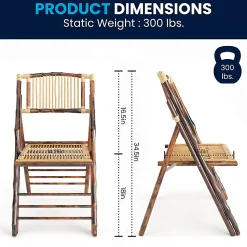 Flash Furniture American Champion Bamboo Folding Chair, Wood Grain