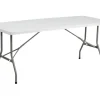 Flash Furniture Bi-Fold Plastic Folding Table, 29”H x 30”W x 72”D, Granite White