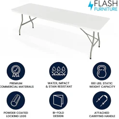 Flash Furniture Bi-Fold Plastic Banquet And Event Folding Table, 29