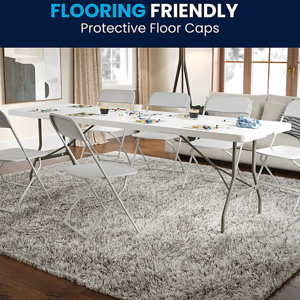 Flash Furniture Bi-Fold Plastic Banquet And Event Folding Table, 29"H x 30"W x 96"D, Granite White