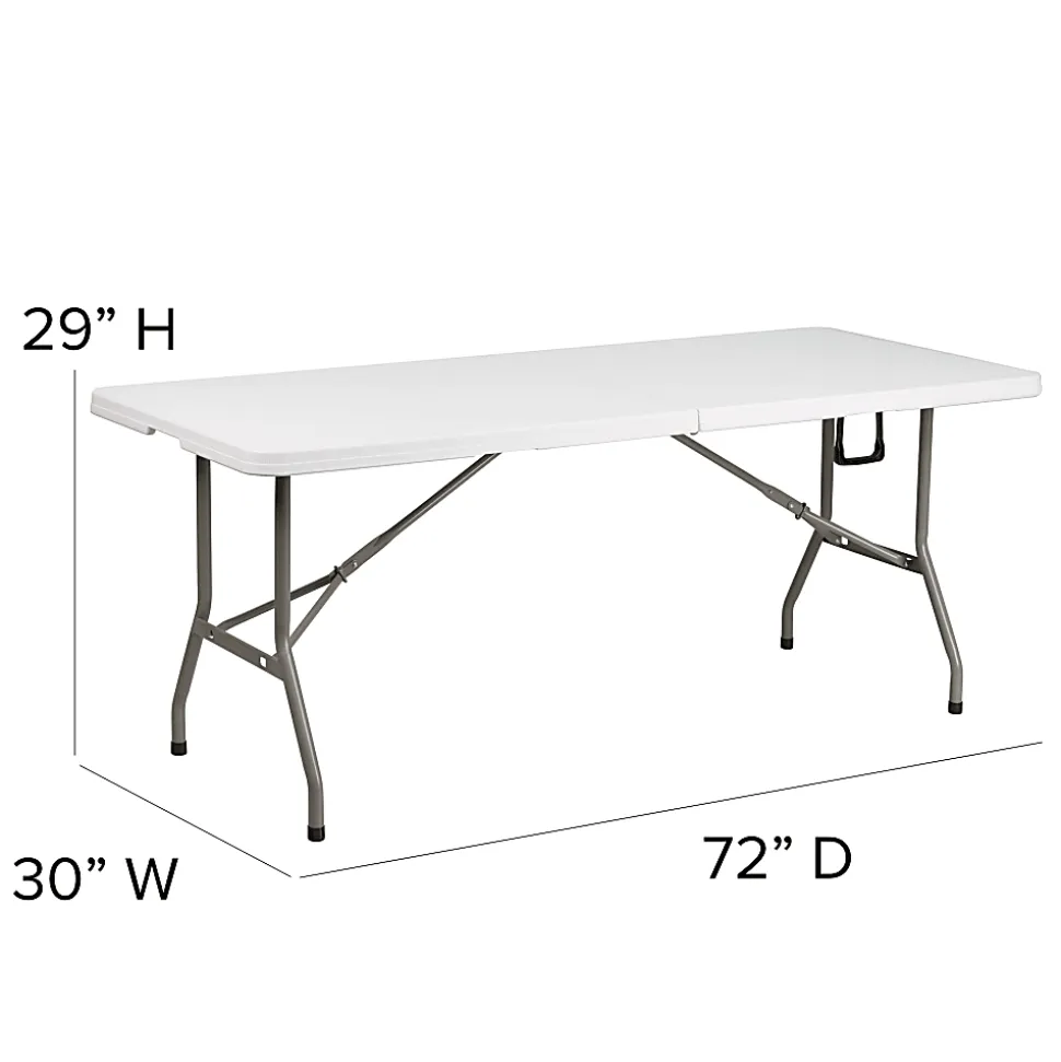 Flash Furniture Bi-Fold Plastic Banquet And Event Table, 29"H x 30"W x 72"D, Granite White