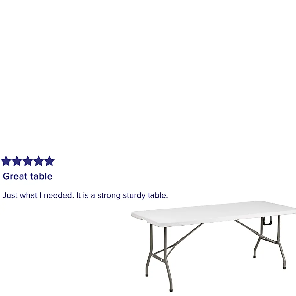 Flash Furniture Bi-Fold Plastic Banquet And Event Table, 29"H x 30"W x 72"D, Granite White