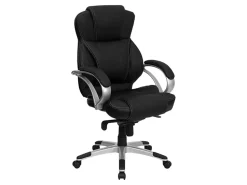 Flash Furniture Contemporary LeatherSoftâ„¢ Faux Leather High-Back Swivel Chair, Black/Silver