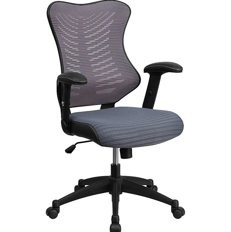 Flash Furniture Designer Ergonomic Mesh High-Back Swivel Chair, Gray/Black