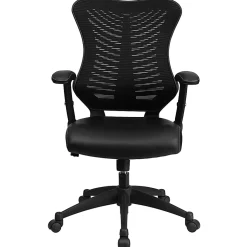 Flash Furniture Designer Ergonomic LeatherSoftâ„¢ Faux Leather/Mesh High-Back Chair, Black