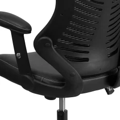 Flash Furniture Designer Ergonomic LeatherSoft™ Faux Leather/Mesh High-Back Chair, Black
