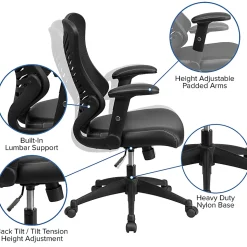 Flash Furniture Designer Ergonomic LeatherSoft™ Faux Leather/Mesh High-Back Chair, Black