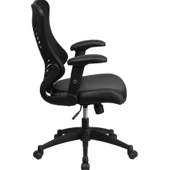 Flash Furniture Designer Ergonomic LeatherSoft™ Faux Leather/Mesh High-Back Chair, Black