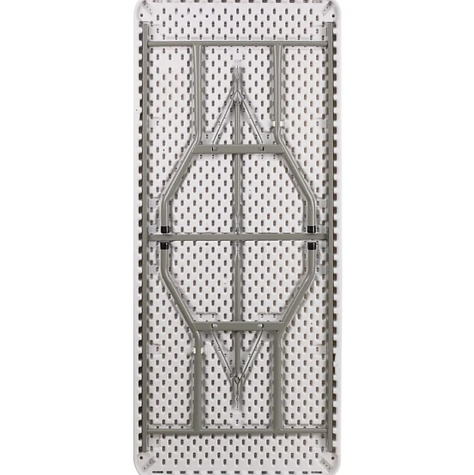 Flash Furniture Elon Plastic Folding Table, 29"H x 30"W x 72"D, Granite White