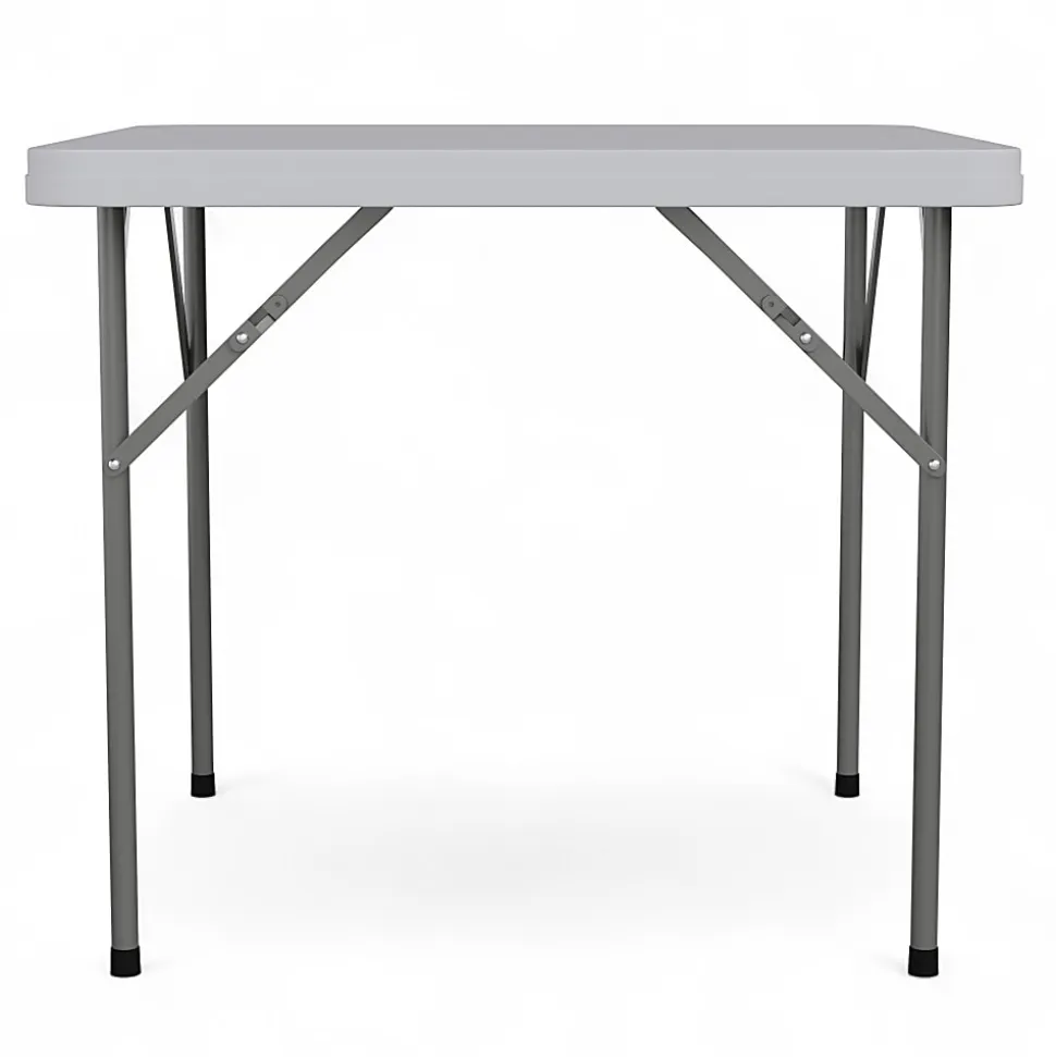 Flash Furniture Elon 34.25" Square Granite White Plastic Folding Table, Granite White