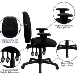 Flash Furniture Ergonomic Fabric High-Back Multifunctional Swivel Chair, Black
