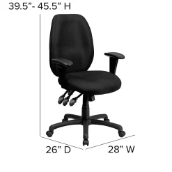 Flash Furniture Ergonomic Fabric High-Back Multifunctional Swivel Chair, Black