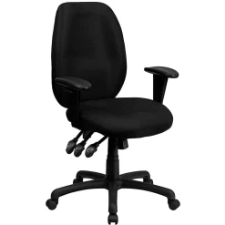 Flash Furniture Ergonomic Fabric High-Back Multifunctional Swivel Chair, Black