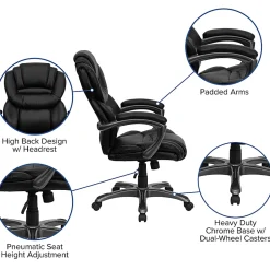 Flash Furniture Ergonomic LeatherSoftâ„¢ Faux Leather High-Back Chair, Black/Titanium