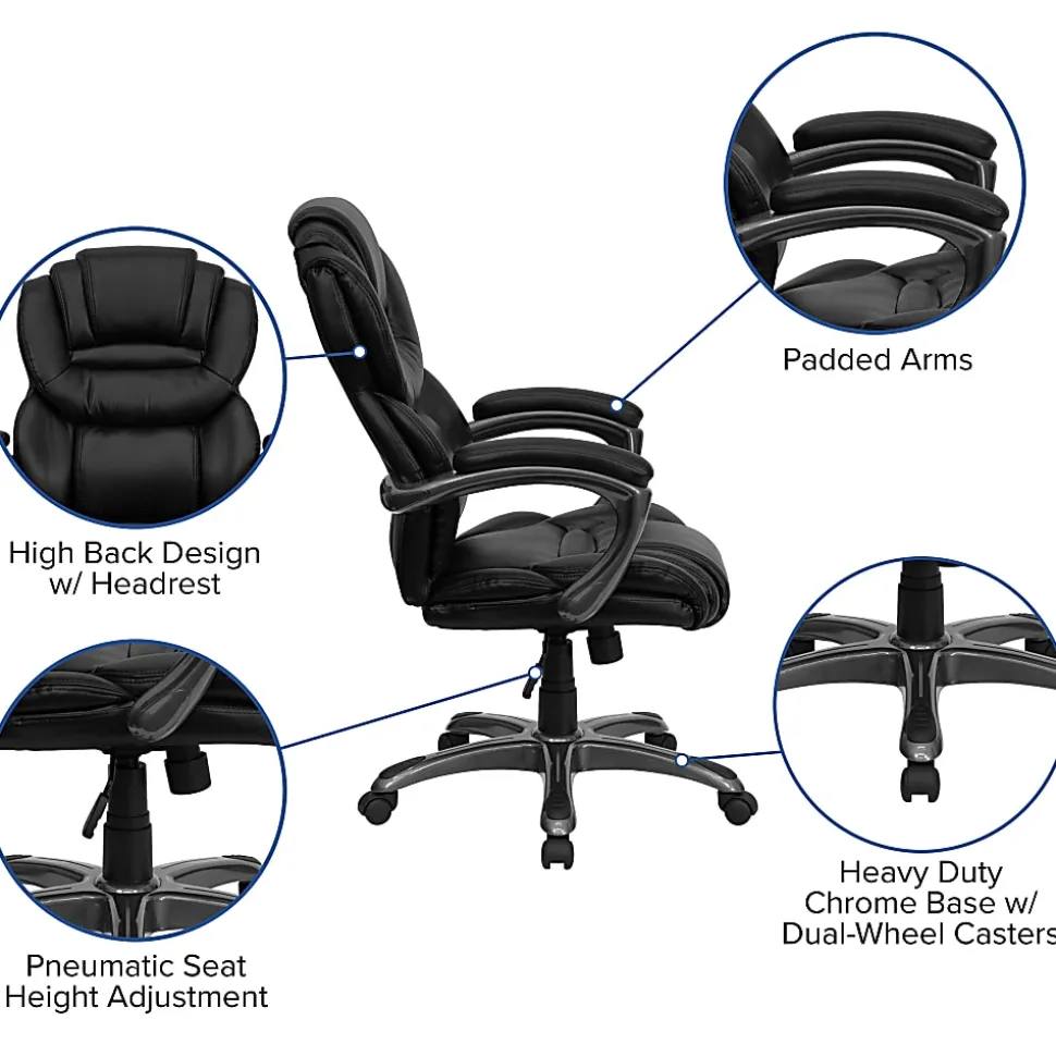 Flash Furniture Ergonomic LeatherSoft™ Faux Leather High-Back Chair, Black/Titanium