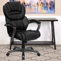 Flash Furniture Ergonomic LeatherSoft™ Faux Leather High-Back Chair, Black/Titanium