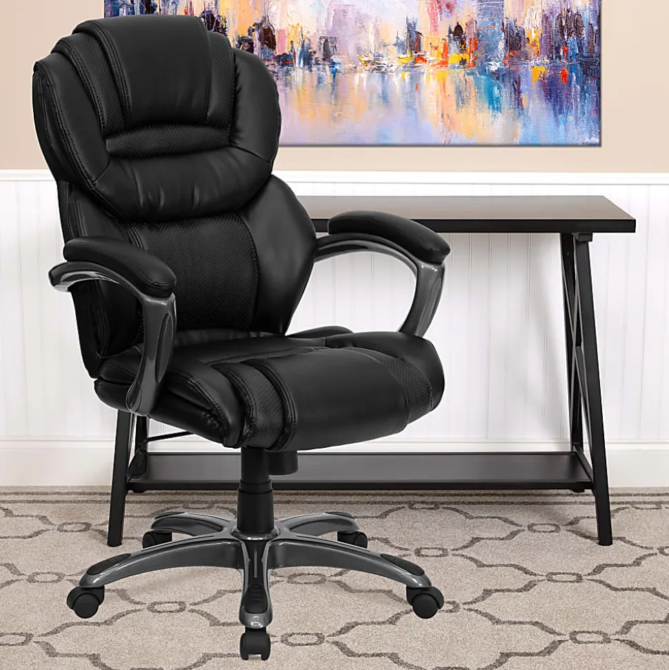 Flash Furniture Ergonomic LeatherSoft™ Faux Leather High-Back Chair, Black/Titanium
