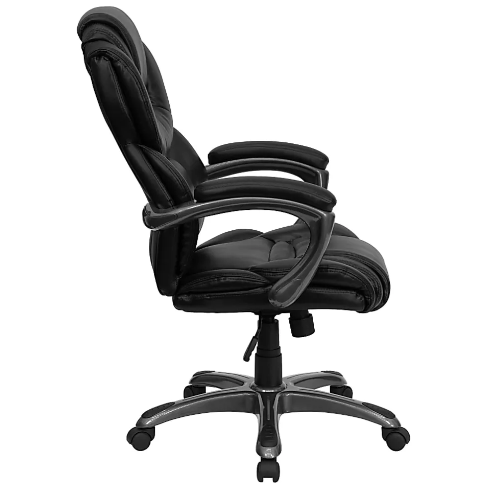 Flash Furniture Ergonomic LeatherSoft™ Faux Leather High-Back Chair, Black/Titanium
