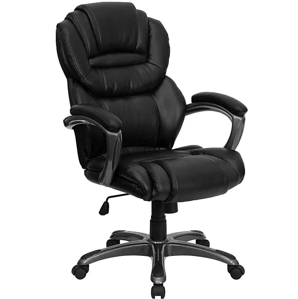 Flash Furniture Ergonomic LeatherSoft™ Faux Leather High-Back Chair, Black/Titanium