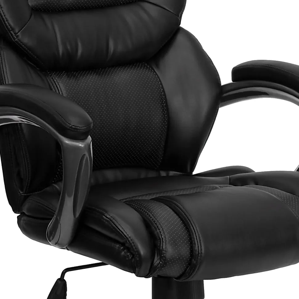 Flash Furniture Ergonomic LeatherSoft™ Faux Leather High-Back Chair, Black/Titanium