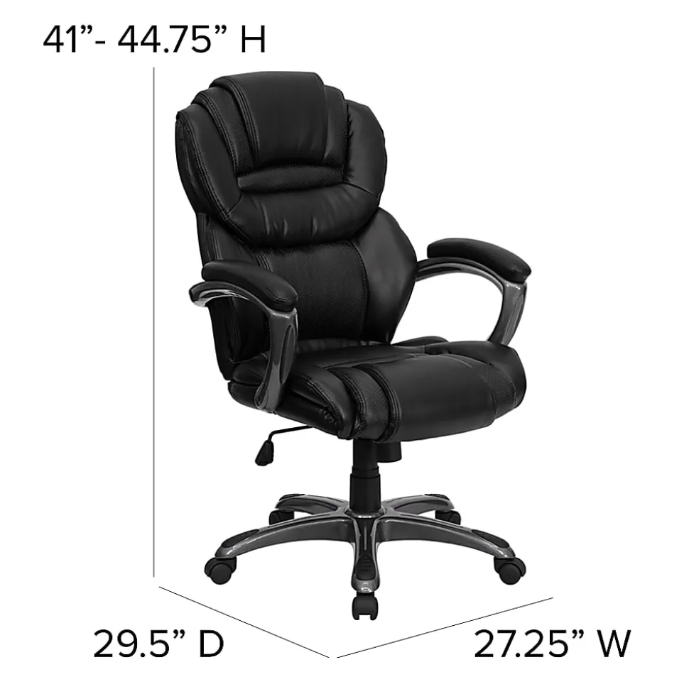 Flash Furniture Ergonomic LeatherSoft™ Faux Leather High-Back Chair, Black/Titanium