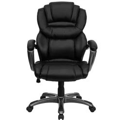 Flash Furniture Ergonomic LeatherSoft™ Faux Leather High-Back Chair, Black/Titanium