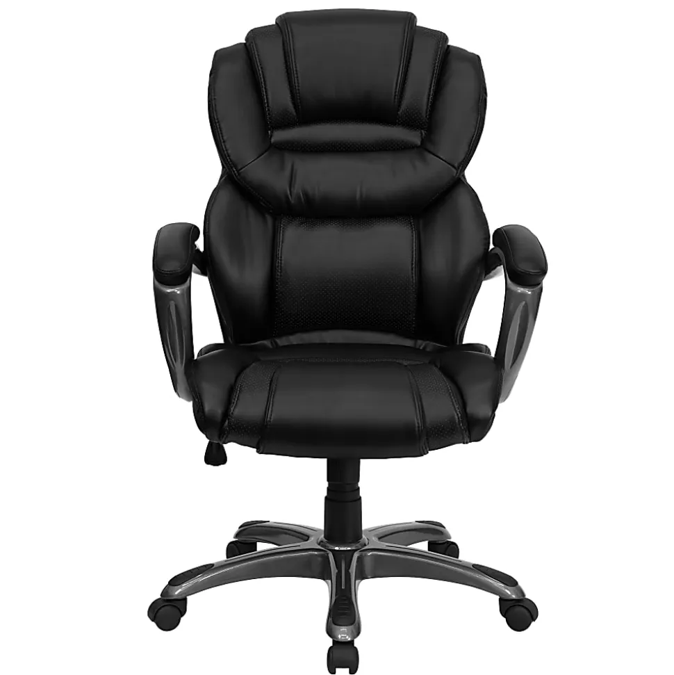 Flash Furniture Ergonomic LeatherSoft™ Faux Leather High-Back Chair, Black/Titanium