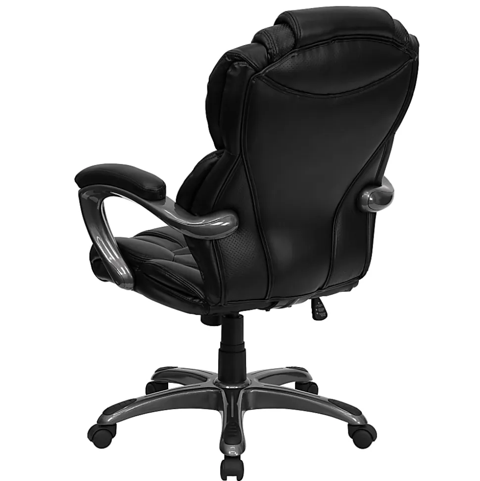 Flash Furniture Ergonomic LeatherSoft™ Faux Leather High-Back Chair, Black/Titanium
