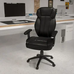 Flash Furniture Ergonomic LeatherSoftâ„¢ Faux Leather High-Back Swivel Chair, Black
