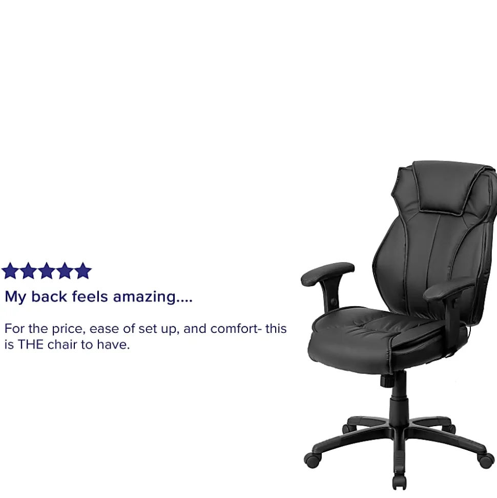 Flash Furniture Ergonomic LeatherSoft™ Faux Leather High-Back Swivel Chair, Black
