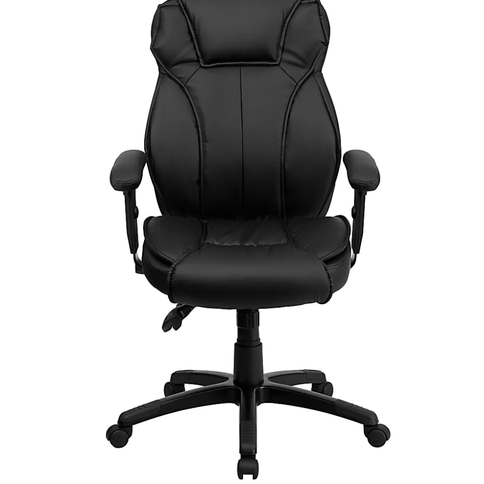 Flash Furniture Ergonomic LeatherSoft™ Faux Leather High-Back Swivel Chair, Black