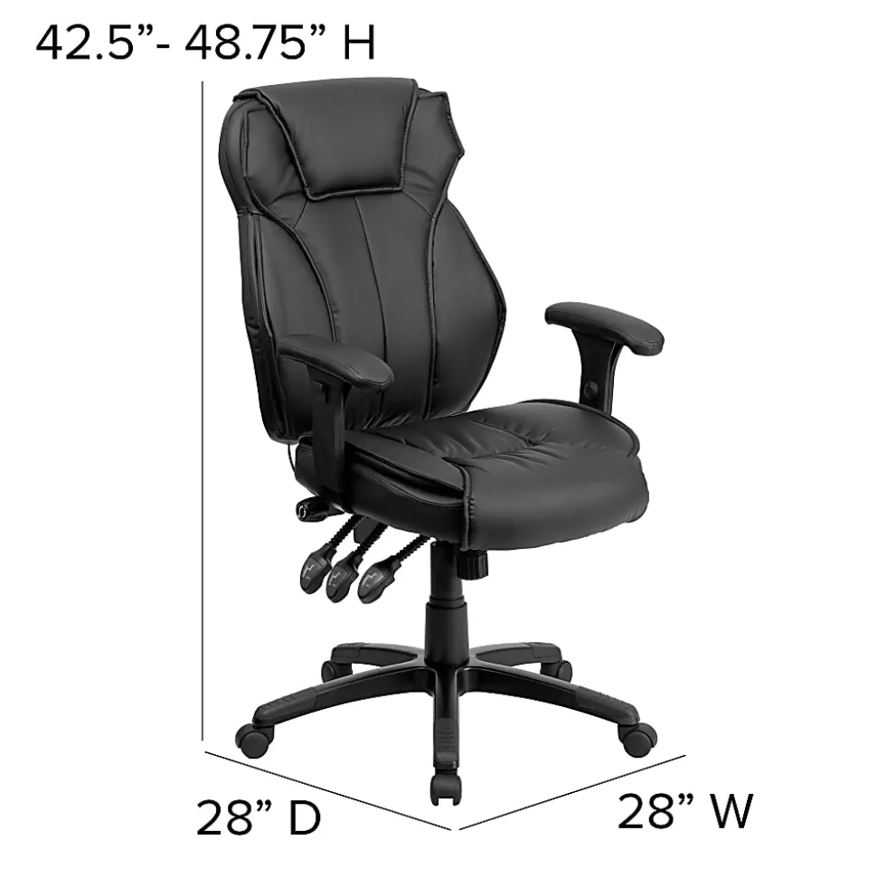 Flash Furniture Ergonomic LeatherSoft™ Faux Leather High-Back Swivel Chair, Black